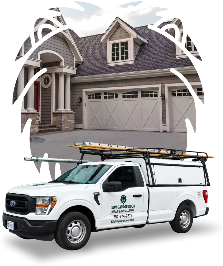 Lion Garage Door technician completing a garage door service in Virginia Beach